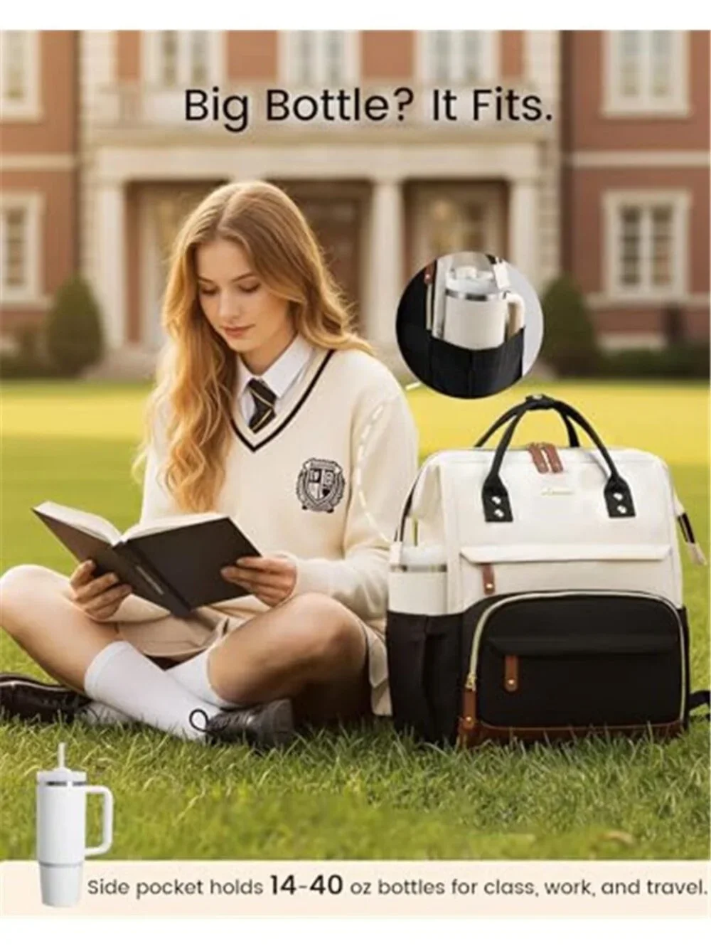 Women Laptop Backpack 15.6 Inch Purse Large Capacity Waterproof Travel Work Bag